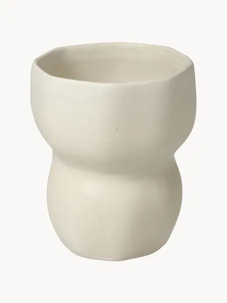 Handgefertigter Becher Limfjord in organischer Form, 350 ml, Steingut, Beige, Ø 9 x H 11 cm, 350 ml