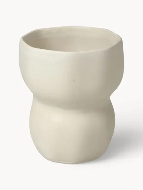 Taza con forma orgánica artesanal Limfjord, 350 ml, Cerámica de gres, Beige, Ø 9 x Al 11 cm, 350 ml