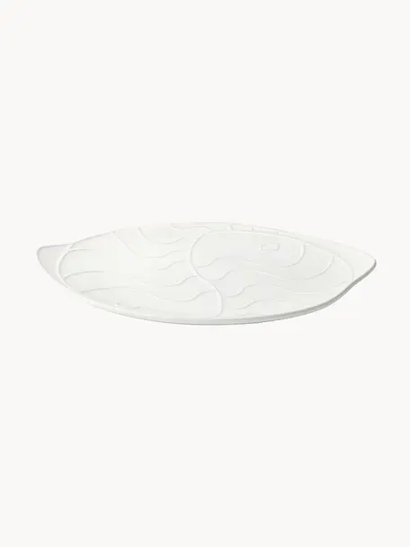 Plat de service Pesce, Grès cérame, Blanc, larg. 35 x long. 31 cm