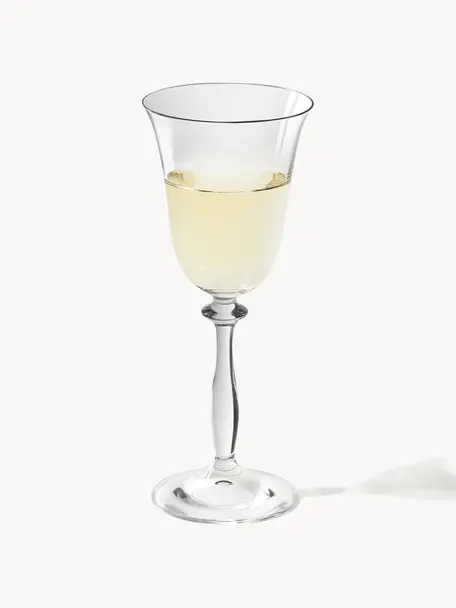Poháre na biele víno Lacey, 4 ks, Krištáľové sklo, Priehľadná, Ø 7 x V 25 cm, 185 ml
