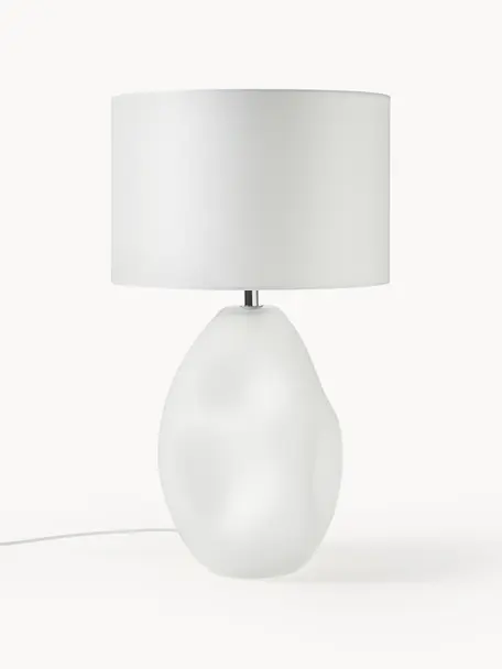 Lampa stołowa ze szklaną podstawą Leia, Biały, Ø 30 x W 53 cm