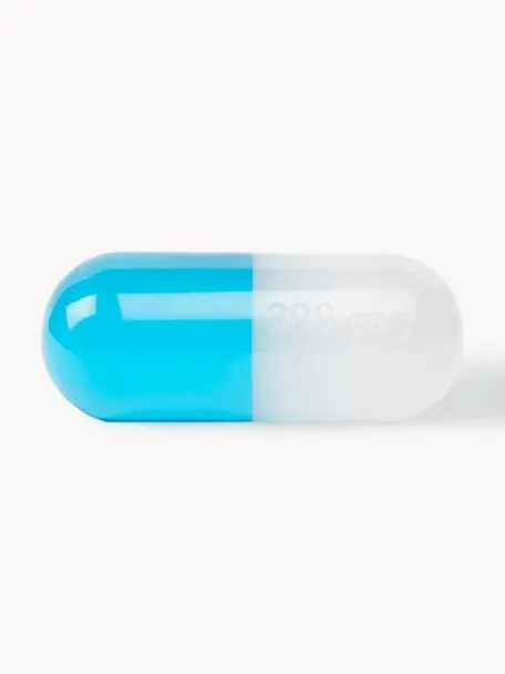 Objet décoratif Pill, Polyacrylique, poli, Blanc, turquoise, larg. 24 x haut. 12 cm