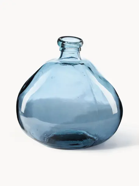 Jarrón botella Dina, Vidrio reciclado con certificado GRS, Azul, Ø 33 x Al 33
