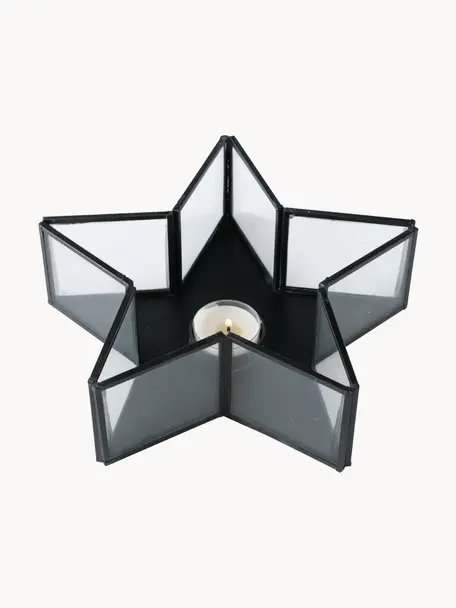 Teelichthalter Tisana, Gestell: Metall, beschichtet, Schwarz, B 22 x H 7 cm
