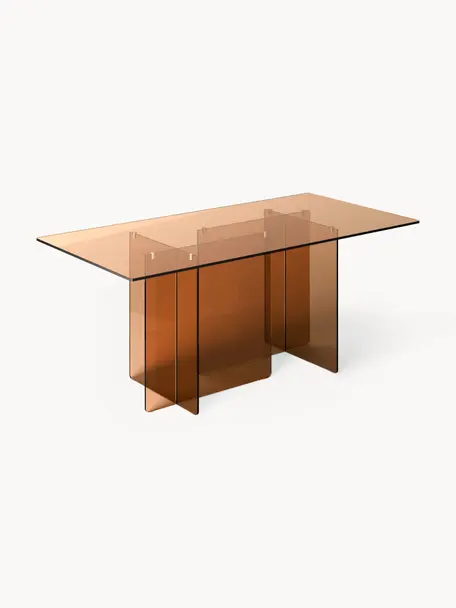 Sklenený jedálenský stôl Anouk, 180 x 90 cm, Sklo, Hnedá, Š 180 x H 90 cm