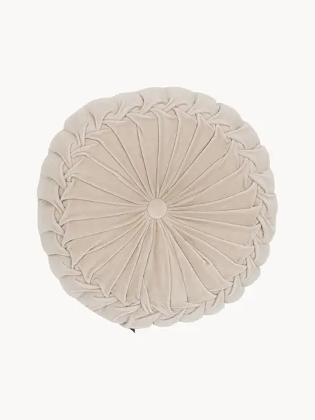 Okrągła poduszka z aksamitu z wypełnieniem Kanan, Beżowy, Ø 40 cm