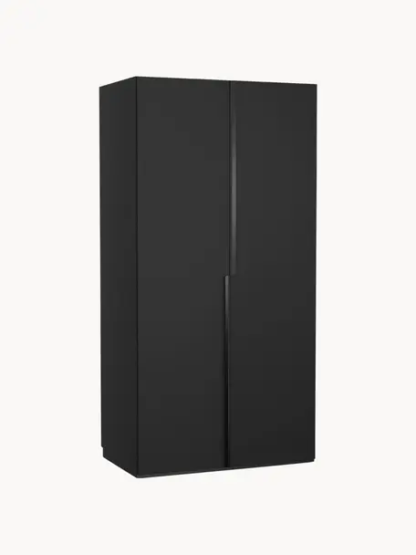 Modulární skříň s otočnými dveřmi Leon, šířka 100 cm, více variant, Černá, Interiér Premium, Š 100 x V 200 cm