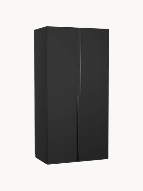 Armario modular Leon, 2 puertas (100 cm), diferentes variantes, Estructura: tablero aglomerado revest, Negro, Interior Basic (An 100 x Al 200 cm)