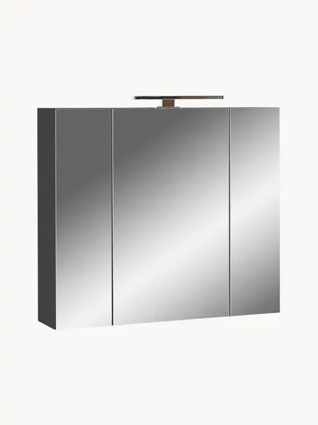 Armoire à portes miroir avec éclairage LED Elisa, Anthracite, argenté, larg. 76 x haut. 71 cm