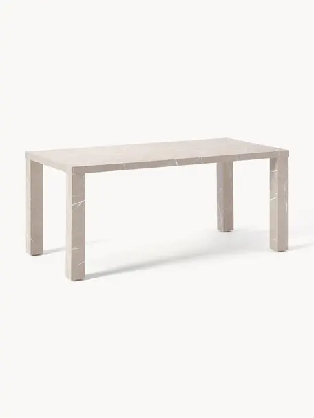 Table look marbre Carl, 180 x 90 cm, MDF, mélamine, recouvert de papier laqué imitation marbre, Aspect marbre beige, larg. 180 x prof. 90 cm