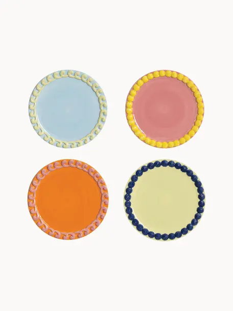 Set de platos postre de dolomita Whip, 4 uds., Dolomita esmaltada, Multicolor, Ø 17 cm