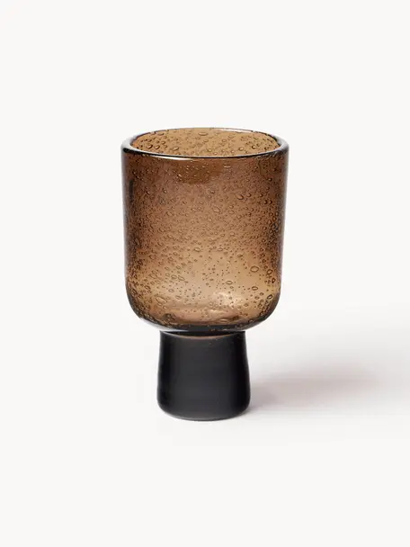 Ručně vyrobené sklenice na víno se vzduchovými bublinami Bari 6 ks, Sklo, Hnědá, Ø 7 cm, V 12 cm, 250 ml