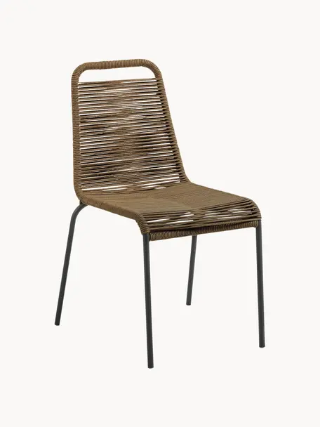 Krzesło Lambton, 2 szt., Stelaż: metal malowany proszkowo, Czarny, jasny brązowy, S 49 x G 59 cm