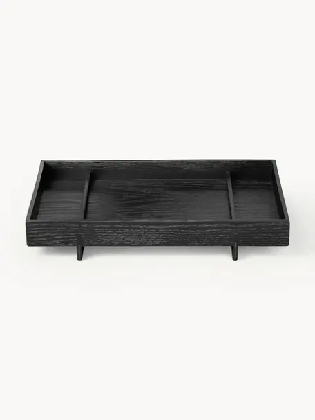 Plateau de service en bois Abento, Bois dur, Noir, B 50 x L 30 cm