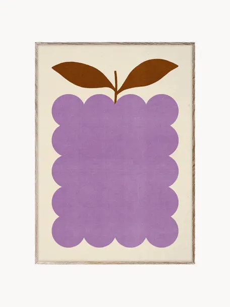 Poster Lilac Berry, Cartoncino opaco da 210 g firmato Hahnemühle, stampa digitale con 10 colori resistenti ai raggi UV, Viola, beige chiaro, Larg. 30 x Alt. 40 cm