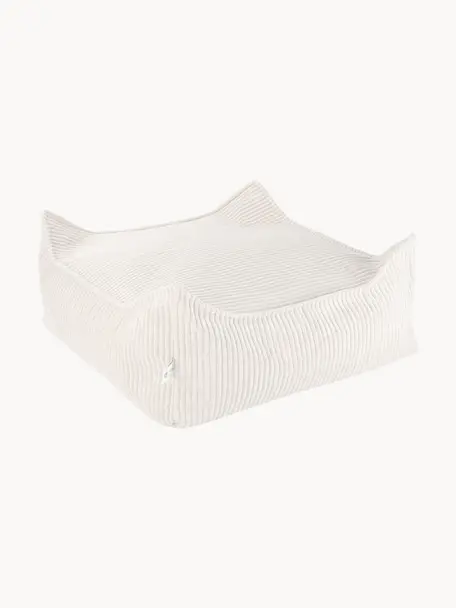 Poduszka podłogowa ze sztruksu dla dzieci Sugar, Tapicerka: sztruks (100% poliester) , Biały sztruks, S 60 x G 60 cm