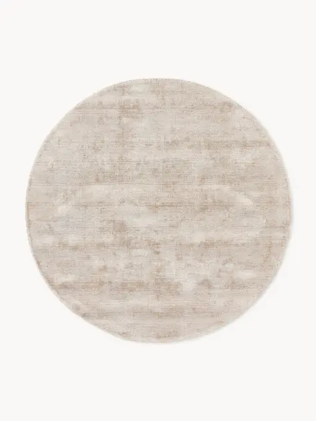 Tapis rond en viscose tissé main Jane, 100 % viscose, Beige clair, Ø 250 cm (taille XL)