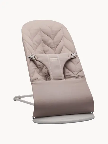 Gesteppte Babywippe Bliss, Bezug: 65 % Polyester (recycelt), Gestell: 79 % Metall, 21 % Kunstst, Greige, B 35 x T 56 cm