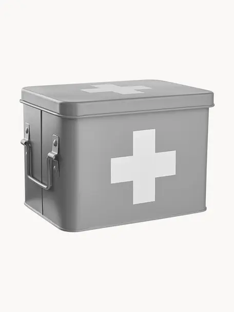 Aufbewahrungsbox Medic, Metall, beschichtet, Hellgrau, B 22 x H 16 cm