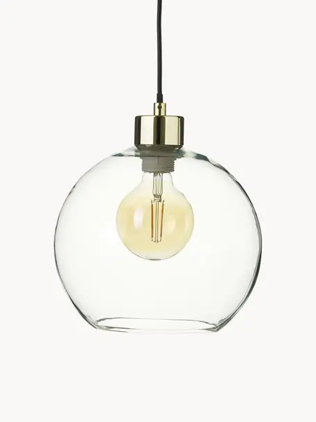 Malá závesná lampa zo skla Irina, Odtiene zlatej, Ø 26 x V 24 cm