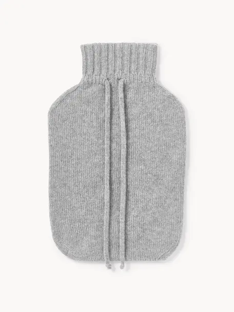 Wärmflasche Cashmere, Bezug: 80 % Recycelter Kaschmir , Hellgrau, B 19 x L 30 cm