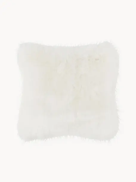 Měkký povlak na polštář z umělé kožešiny Mathilde, hladký, Tlumeně bílá, Š 40 cm, D 40 cm
