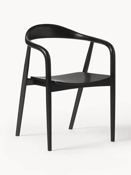 Dřevěná židle s područkami Angelina, Lakované jasanové dřevo, certifikace FSC
Lakovaná překližka, certifikace FSC, Černá, Š 57 cm, V 80 cm