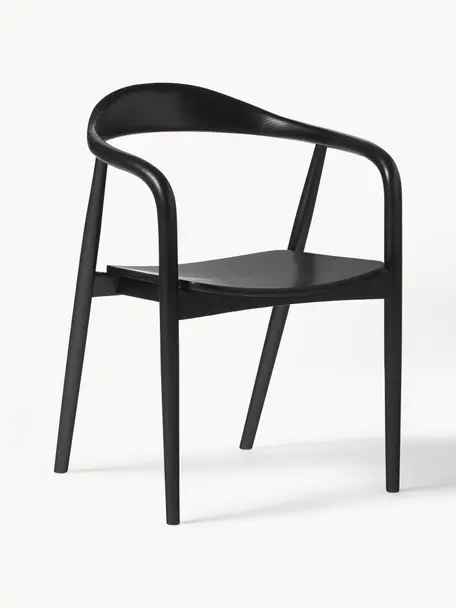Dřevěná židle s područkami Angelina, Lakované jasanové dřevo
Lakovaná překližka

Tento produkt je vyroben z udržitelných zdrojů dřeva s certifikací FSC®., Černá, Š 57 cm, V 80 cm