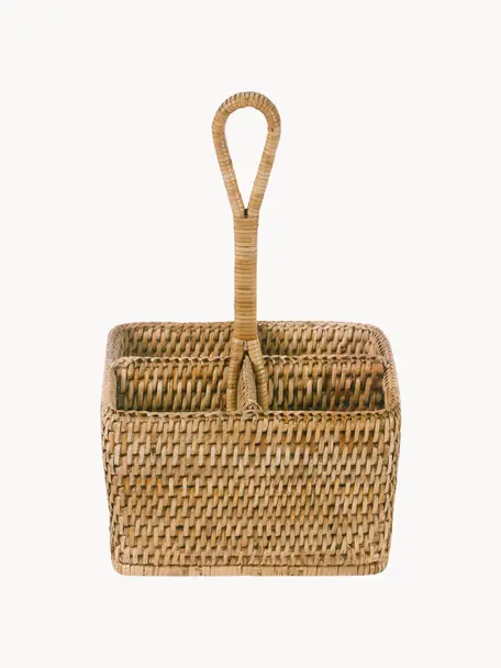 Handgefertigter Besteckhalter Güle aus Rattan, Rattan, Beige, B 20 x H 32 cm