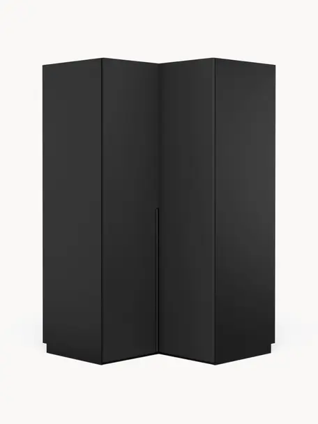 Modulární rohová šatní skříň Leon, šířka 115 cm, Černá, Rohový modul, Š 115 cm x V 200 cm