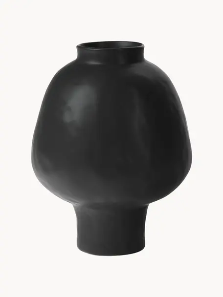 Handgefertigte Design-Vase Saki aus Keramik, H 32 cm, Keramik, Schwarz, Ø 25 x H 32 cm