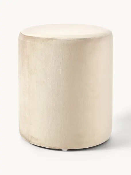 Samt-Hocker Daisy, Bezug: Samt (100 % Polyester) De, Rahmen: Sperrholz, Samt Hellbeige, Ø 38 x H 45 cm