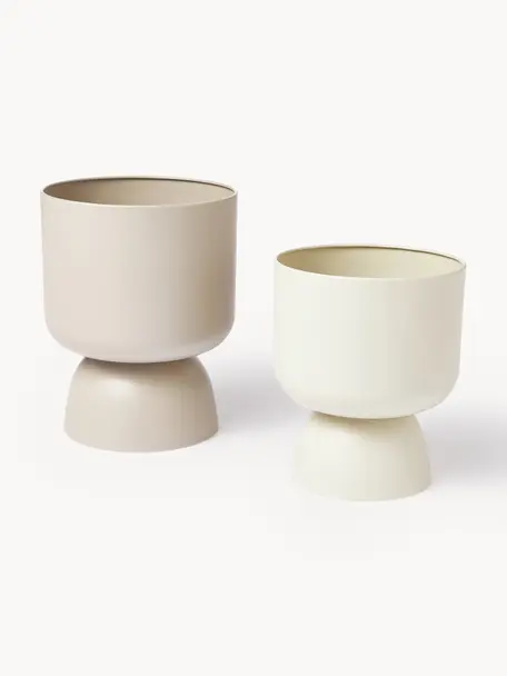 Set di 2 portavasi Kanta, Metallo rivestito, Tonalità beige, Set in varie misure