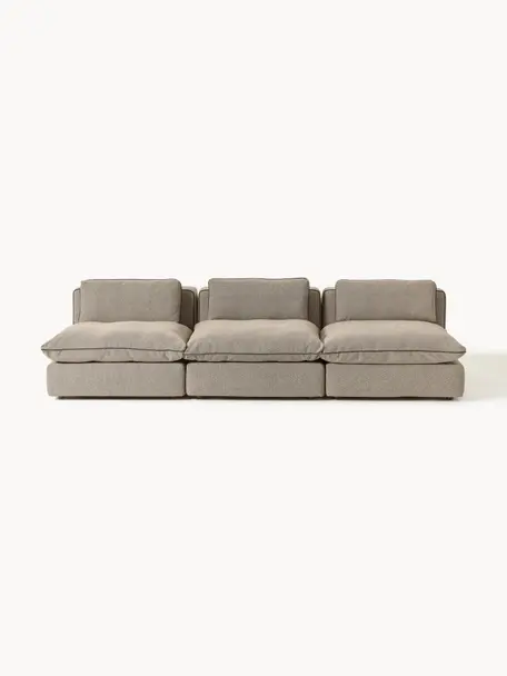 Modulares XL-Sofa Felix (3-Sitzer), Bezug: 100 % Polyester Der strap, Gestell: Massives Kiefern- und Fic, Füße: Kunststoff Dieses Produkt, Webstoff Greige, B 300 x T 140 cm