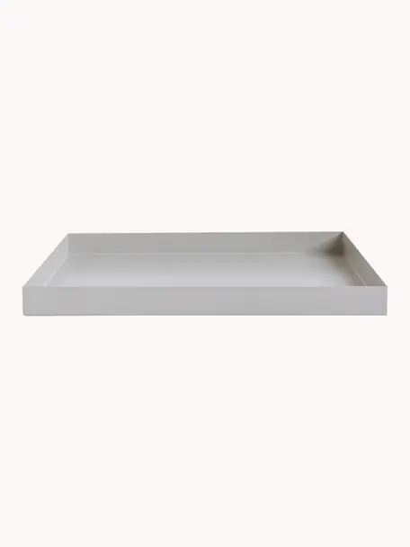 Vassoio decorativo Tray, Acciaio inossidabile verniciato a polvere, Grigio chiaro, Larg. 50 x Prof. 18 cm