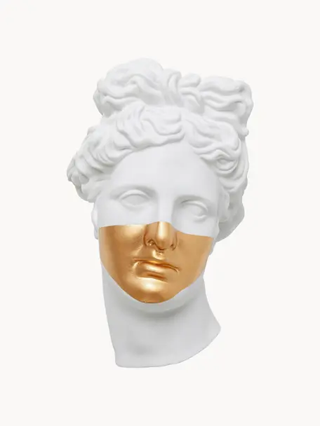 Ručne vyrobená nástenná dekorácia Apollo, Polymérová živica, lakovaná, Biela, odtiene zlatej, Š 26 x V 42 cm