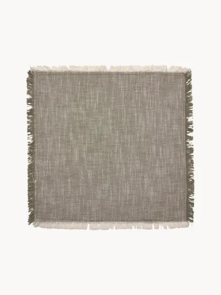 Servilletas de algodón con flecos Ivory, 4 uds., 100% algodón, Marrón, transparente, blanco, An 40 x L 40 cm