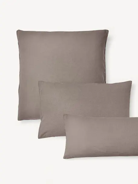 Flanellen kussenhoes Biba, Weeftechniek: flanel, Taupe, B 60 x L 70 cm