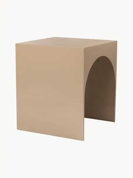 Kovový pomocný stolík Arch, Oceľ s práškovým náterom, Béžová, Š 40 x V 46 cm