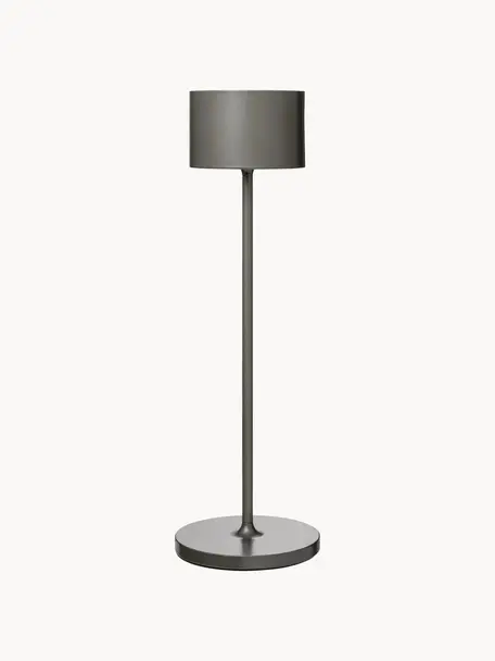 Lámpara de mesa LED regulable para exterior Farol, portátil, Lámpara: aluminio con pintura en p, Cable: plástico, Gris pardo, Ø 11 x Al 34 cm