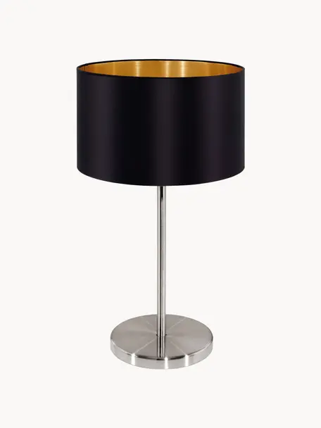 Tafellamp Jamie, Lampvoet: vernikkeld metaal, Zwart, goudkleurig, Ø 23 x H 42 cm
