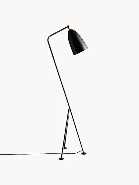 Vloerlamp Gräshoppa, Lamp: staal, poedercoating, Zwart, messingkleurig, B 44 x H 126 cm