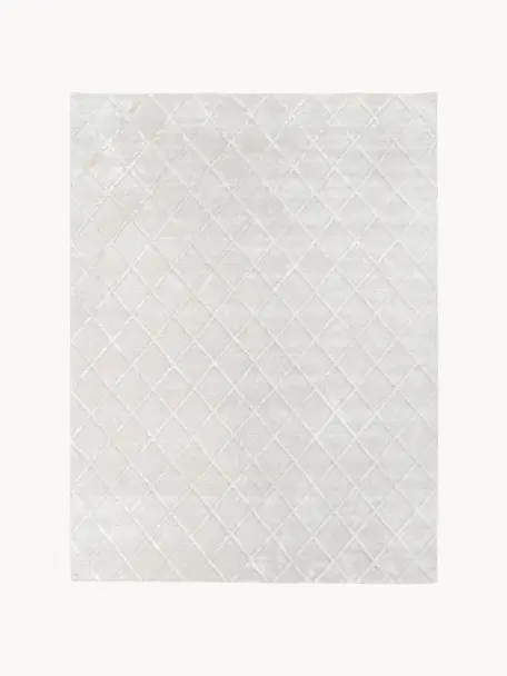 Tappeto in viscosa fatto a mano con motivo rombi Shiny, Retro: 100% cotone Il materiale , Grigio argento, Larg. 300 x Lung. 400 cm (taglia XL)