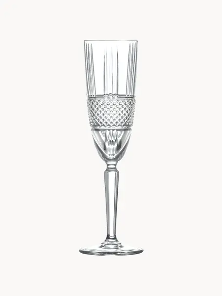 Křišťálová sklenice na sekt Brillante, 6 ks, Křišťál, Transparentní, Ø 6 cm, V 23 cm, 180 ml