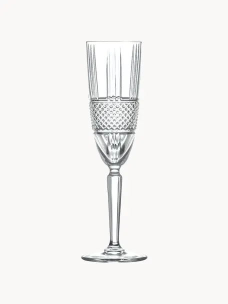Kristallen champagneglazen Brillante met reliëf, 6 stuks, Kristalglas, Transparant, Ø 6 x 23 cm, 180 ml