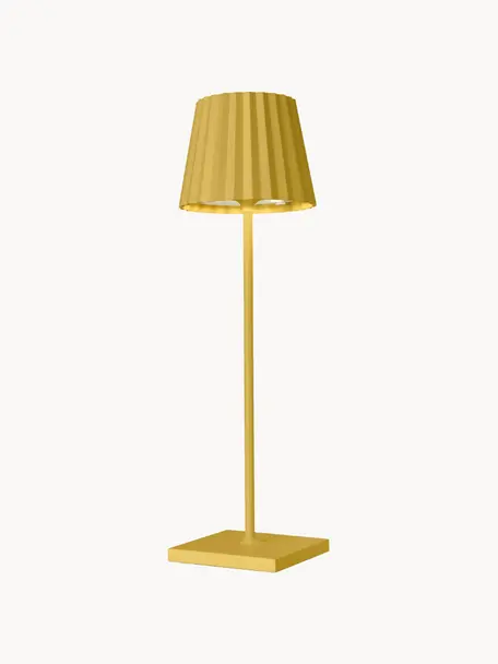 Lampada mobile da tavolo per esterni gialla a LED dimmerabile Trellia, Paralume: alluminio rivestito, Giallo, nero, Ø 12 x Alt. 38 cm