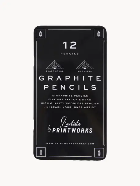 Komplet ołówków Graphite, 12 elem., Czarny, S 11 x W 19 cm