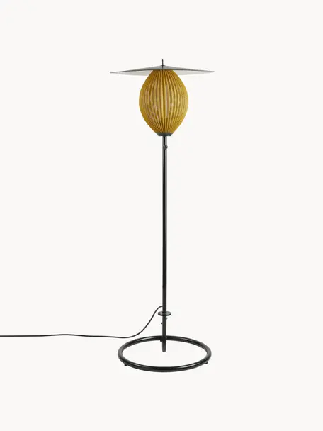 Lámpara de pie pequeña para exterior Satellite, Pantalla: chapa de acero, revestida, Cable: plástico, Ocre, negro, Al 128 cm
