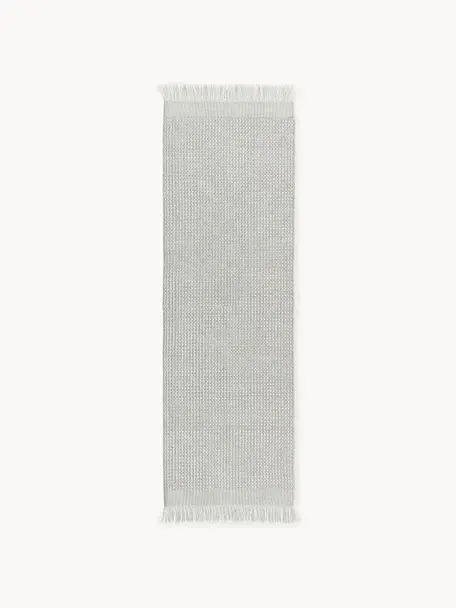 Behúň so strapcami Ryder, tkaný naplocho, 100% polyester s certifikátom GRS, Svetlosivá, biela, Š 80 x D 250 cm