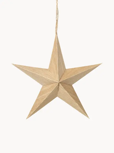 Estrellas para colgar Venice, Ø 15 cm, 2 uds., Madera de álamo, Madera clara, Ø 15 x Al 5 cm